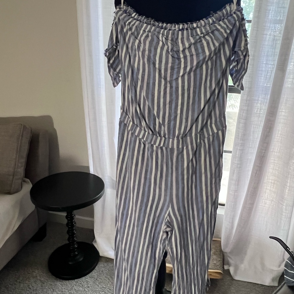 Striped Off-Shoulder Jumpsuit